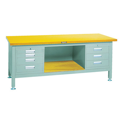 トラスコ TRUSCO 重量作業台 三方幕板・4段キャビネット付 グリーン 1800×750×740mm TWZ-1800D3D4 467-3476 (商品コード：161750)