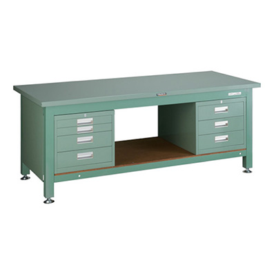 トラスコ TRUSCO 重量作業台 三方幕板・4段キャビネット付 グリーン 1800×750×740mm STWZ-1800D3D4 467-3212 (商品コード：161754)