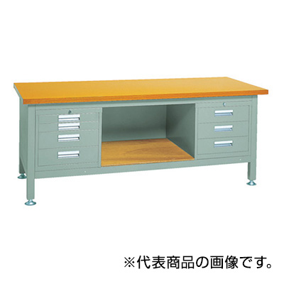 トラスコ TRUSCO 重量作業台 三方幕板・4段キャビネット付 グリーン 1800×900×740mm STWZ-1809D3D4 467-3221 (商品コード：161755)