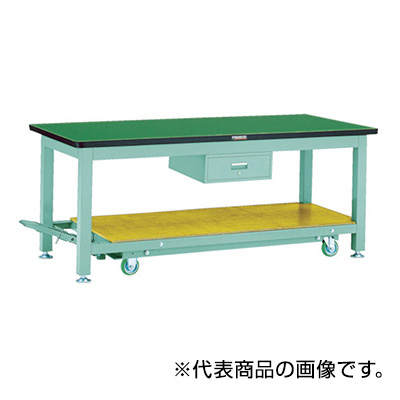 トラスコ TRUSCO 移動式重量作業台 1段引出し付 グリーン 1500×750×740mm TWC-1500F1 770-3708 (商品コード：161790)