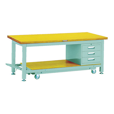 トラスコ TRUSCO 移動式重量作業台 3段キャビネット付 グリーン 1800×750×740mm TWC-1800D3 467-3417 (商品コード：161797)