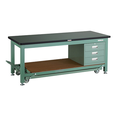 トラスコ TRUSCO 移動式重量作業台 3段キャビネット付 グリーン 1800×750×740mm RTWC-1800D3 467-2721 (商品コード：161800)