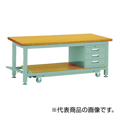 トラスコ TRUSCO 移動式重量作業台 3段キャビネット付 グリーン 1800×900×740mm RTWC-1809D3 467-2755 (商品コード：161801)