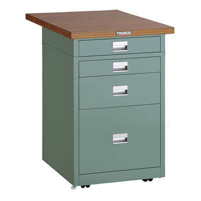 トラスコ TRUSCO 4段キャビネット「UDCT型」 天板付 グリーン 500×750×740mm UDCT-111-0175 240-1924 (商品コード：161834)