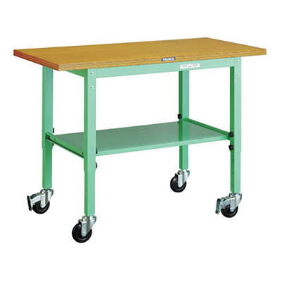 トラスコ TRUSCO 高さ調節式作業台 キャスタータイプ 1200×600×691～901mm UTVC-1260YG 393-3156 (商品コード：161962)