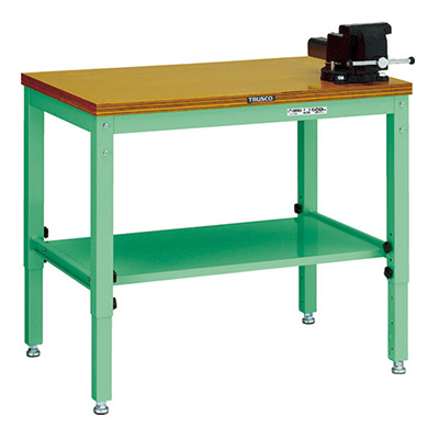 トラスコ TRUSCO 高さ調節式作業台 バイス付 900×600×600～810mm UTV-960V12YG 467-3778 (商品コード：161963)