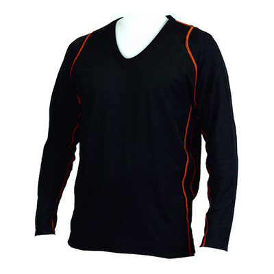 トラスコ TRUSCO 吸湿発熱ウェア 「ティーバーナー2」 Vネックシャツ ブラック 2Lサイズ TSHTV-2L 856-6913 (商品コード：162530)