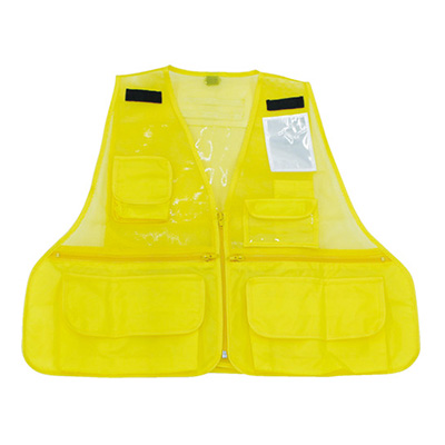 トラスコ TRUSCO 反射材付多機能ベスト 背面透明ファスナーポケット付 イエロー THTB-YE 833-8526 (商品コード：162617)