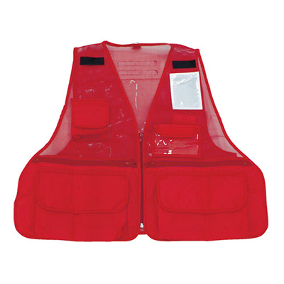 トラスコ TRUSCO 反射材付多機能ベスト 背面透明ファスナーポケット付 レッド THTB-RE 833-8527 (商品コード：162618)