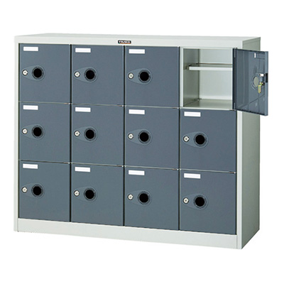 トラスコ TRUSCO 棚付シューズケース シリンダ錠式 ネオグレー SC-12WP-L 799-2327 (商品コード：163254)