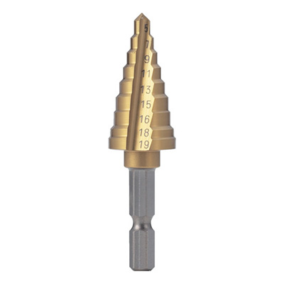 トラスコ TRUSCO 六角軸電気設備用ステップドリル 2枚刃チタンコーティング 19mm NMS-19EG-H 301-7061 (商品コード：167833)