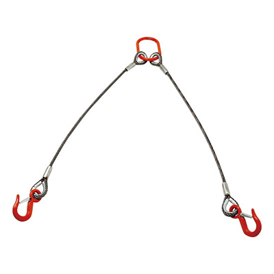 トラスコ TRUSCO 2本吊り玉掛けワイヤロープスリング アルミロックスリング フック付 6mm×1m 1S TWEL-2P-6S1 160-6388 (商品コード：168212)