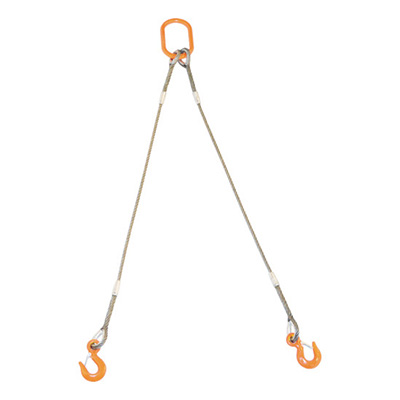 トラスコ TRUSCO 2本吊り玉掛けワイヤロープスリング Wスリング フック付き 6mm×2m 1S GRE-2P-6S2 819-1713 (商品コード：168223)