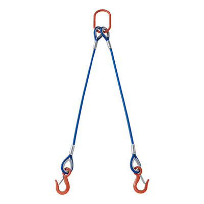 トラスコ TRUSCO 2本吊り玉掛けワイヤロープスリング カラー被覆付 アルミロックタイプ 青透明 1m 1S TWSP2P12S1 216-8605 (商品コード：168233)