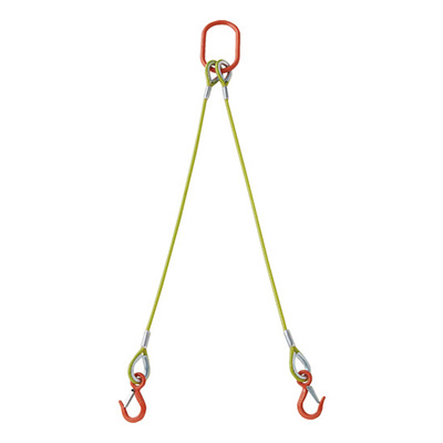 トラスコ TRUSCO 2本吊り玉掛けワイヤロープスリング カラー被覆付 アルミロックタイプ 黄透明 2m 1S TWSP2P9S2 216-8607 (商品コード：168241)