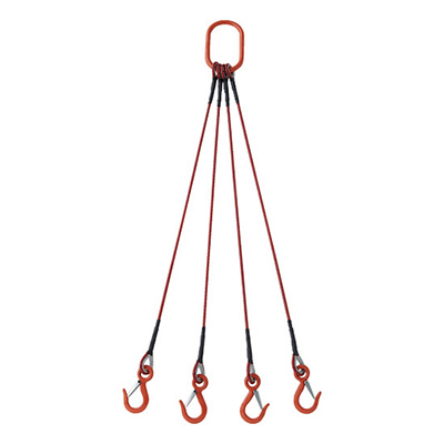 トラスコ TRUSCO 4本吊玉掛ワイヤロープスリング カラー被覆付 赤透明 収納カバー付 2m 1S TWSP4P6S2WT 216-7110 (商品コード：168283)