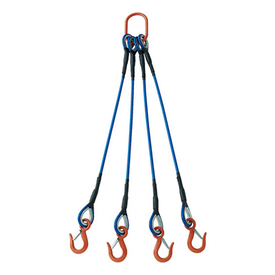 トラスコ TRUSCO 4本吊玉掛ワイヤロープスリング カラー被覆付 青透明 収納カバー付 2m 1S TWSP4P12S2WT 216-7111 (商品コード：168289)