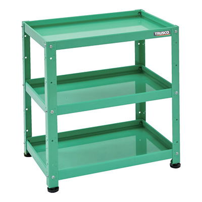 トラスコ TRUSCO 小型ボルト式棚 バーディワゴンラック型 600×400 3段 ヤンググリーン BDW-R763-YG 272-1006 (商品コード：169215)