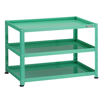 トラスコ TRUSCO 小型ボルト式棚 バーディワゴンラック型 900×600 3段 ヤンググリーン BDW-R793-YG 272-1017 (商品コード：169221)