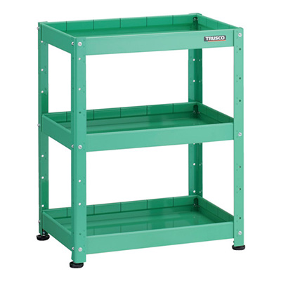 トラスコ TRUSCO 小型ボルト式棚 バーディワゴンラック型 600×400 深3段 ヤンググリーン BDW-R963F3-YG 269-7202 (商品コード：169227)