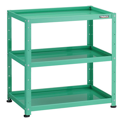 トラスコ TRUSCO 小型ボルト式棚 バーディワゴンラック型 750×500 3段 ヤンググリーン BDW-R973-YG 272-1011 (商品コード：169237)