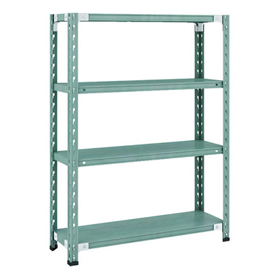 トラスコ TRUSCO CB型セミボルトレス軽量棚 900×300×H1200 4段 グリーン CB-4334-GN 115-4988 (商品コード：169274)