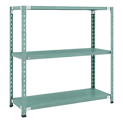 トラスコ TRUSCO CB型セミボルトレス軽量棚 1200×450×H1200 3段 グリーン CB-4443-GN 115-4995 (商品コード：169288)