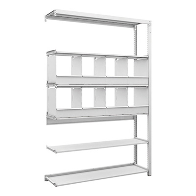 トラスコ TRUSCO スチールラック H1900×W1250×D325 6段 仕切りトレ－8個付 連結型 K1-6436D8B 206-5010 (商品コード：169584)