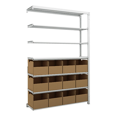 トラスコ TRUSCO スチールラック H1900×W1250×D325 7段 ビン12個付 連結型 K1-6437A12B 206-5067 (商品コード：169590)