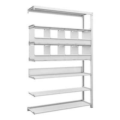 トラスコ TRUSCO スチールラック H1900×W1250×D325 7段 仕切りトレ－8個付 連結型 K1-6437C8B 206-5016 (商品コード：169592)