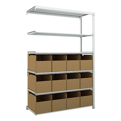 トラスコ TRUSCO スチールラック H1900×W1250×D475 6段 ビン12個付 連結型 K1-6446B12B 206-5062 (商品コード：169606)