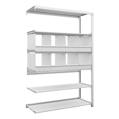 トラスコ TRUSCO スチールラック H1900×W1250×D475 6段 仕切りトレ－8個付 連結型 K1-6446D8B 206-5011 (商品コード：169608)