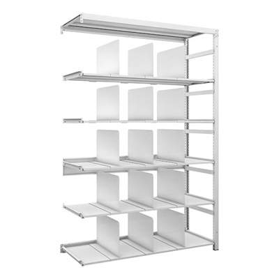 トラスコ TRUSCO スチールラック H1900×W1250×D475 6段 移動仕切板15枚付 連結型 K1-6446P15B 206-4879 (商品コード：169610)