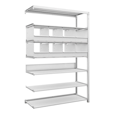 トラスコ TRUSCO スチールラック H1900×W1250×D475 7段 仕切りトレ－8個付 連結型 K1-6447C8B 206-5017 (商品コード：169616)