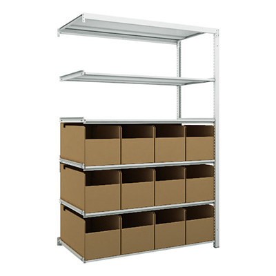 トラスコ TRUSCO スチールラック H1900×W1250×D625 6段 ビン12個付 連結型 K1-6466B12B 206-5063 (商品コード：169630)