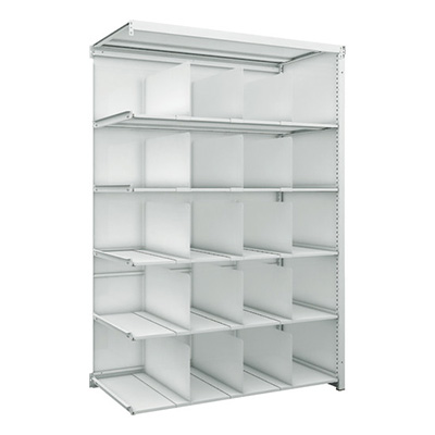 トラスコ TRUSCOスチールラック背板側板付 H1900×W1250×D625 6段 移動仕切板15枚付 連結型 K1-6466P15SGB 206-4990 (商品コード：169636)