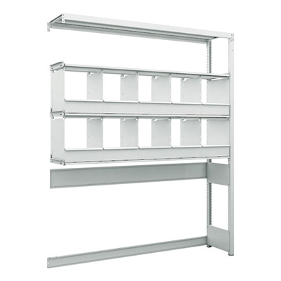 トラスコ TRUSCOスチールラック下段開放型 H1900×W1550×D325 4段 仕切りトレー10個付 連結型 K1-U6534C10B 206-4848 (商品コード：169684)