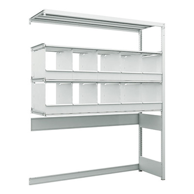 トラスコ TRUSCOスチールラック下段開放型 H1900×W1550×D475 4段 仕切りトレー10個付 連結型 K1-U6544C10B 206-4849 (商品コード：169690)