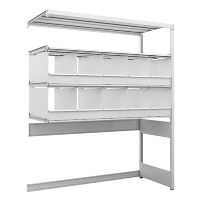 トラスコ TRUSCOスチールラック下段開放型 H1900×W1550×D625 4段 仕切りトレー10個付 連結型 K1-U6564C10B 206-4850 (商品コード：169696)