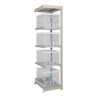 トラスコ TRUSCOスチールラック H1800×W430×D595 TSKーO50B透明×4個付 連結 M1.5-6162U3-50LX4B 260-3367 (商品コード：170033)