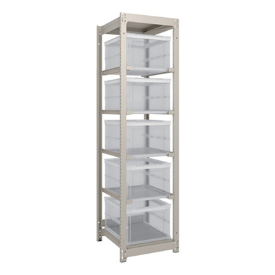 トラスコ TRUSCO スチールラック H1800×W430×D595 TSK－O40B透明×5個付 M1.5-6162U4-40LX5 260-3374 (商品コード：170034)