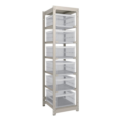 トラスコ TRUSCO スチールラック H1800×W430×D595 TSK－O30B透明×6個付 M1.5-6162U5-30LX6 260-3359 (商品コード：170036)