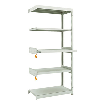 トラスコ TRUSCO スチールラック M1.5型軽中量棚 860×450×H1800 5段うちスライド2段 単体 M1.5-6343M2B 116-3987 (商品コード：170051)