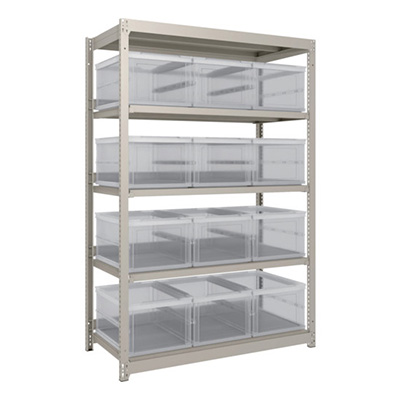 トラスコ TRUSCO スチールラック H1800×W1160×D595 TSK－O40B透明×12個付 M1.5-6465-40LX12 260-3364 (商品コード：170109)