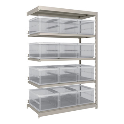 トラスコ TRUSCOスチールラックH1800×W1160×D595 TSKーO40B透明×12個付 連結 M1.5-6465-40LX12B 260-3368 (商品コード：170110)