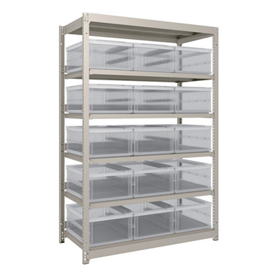 トラスコ TRUSCO スチールラック H1800×W1160×D595 TSK－O30B透明×15個付 M1.5-6466-30LX15 260-3357 (商品コード：170115)