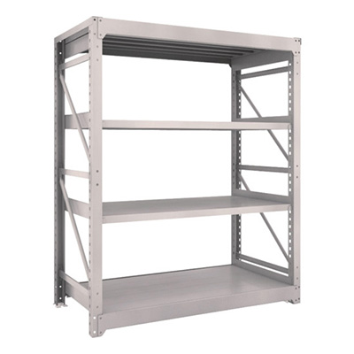 トラスコ TRUSCO スチールラック M10型重量棚 1500×760×H1800 4段 単体 ネオグレー M10-6574 506-3141 (商品コード：170417)