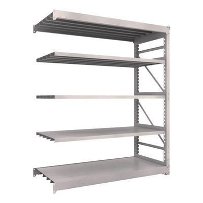 トラスコ TRUSCO スチールラック M10型重量棚 1800×760×H2100 5段 連結 ネオグレー M10-7675B 509-1586 (商品コード：170450)