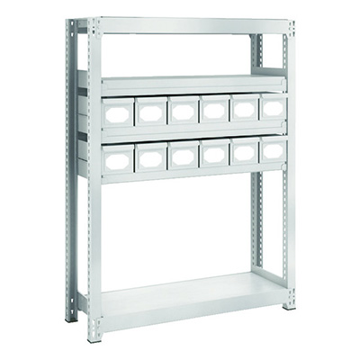 トラスコ TRUSCO スチールラック M2型軽中量棚 H1200 スチール引出付 小×12 M2-4335-A12 856-3209 (商品コード：170517)