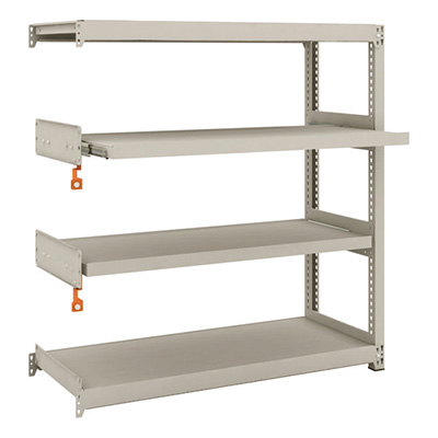 トラスコ TRUSCO スチールラック M2型軽中量棚 1160×450×H1200 4段うちスライド2段 連結 M2-4442M2B 149-7769 (商品コード：170546)